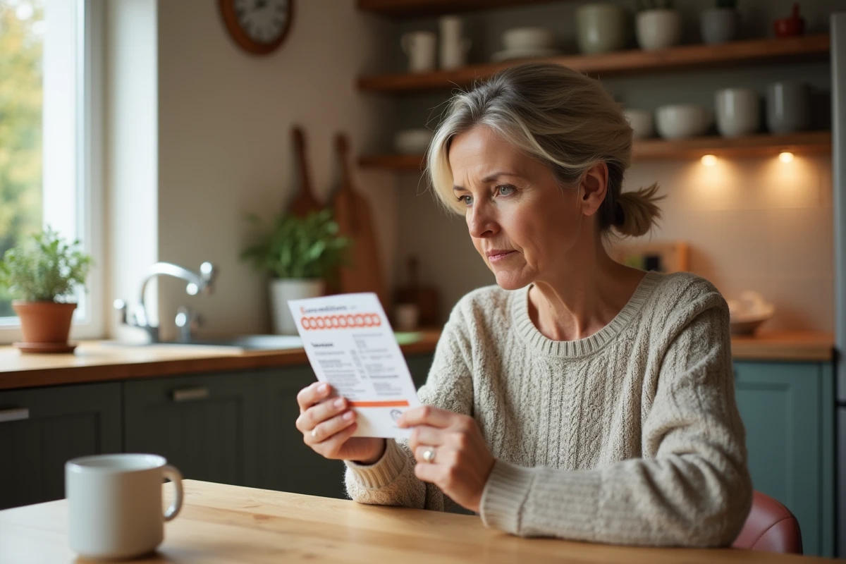 Femme vérifiant son ticket Euromillions avec le code My Million dans une cuisine moderne